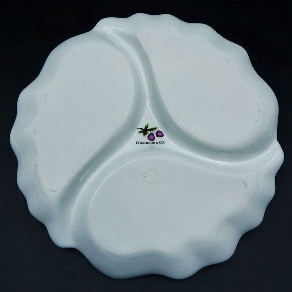 I. Godinger & Co. Yorkshire Three Section Divided Porcelain Tidbit Dish 11 Inch - Picture 10 of 13